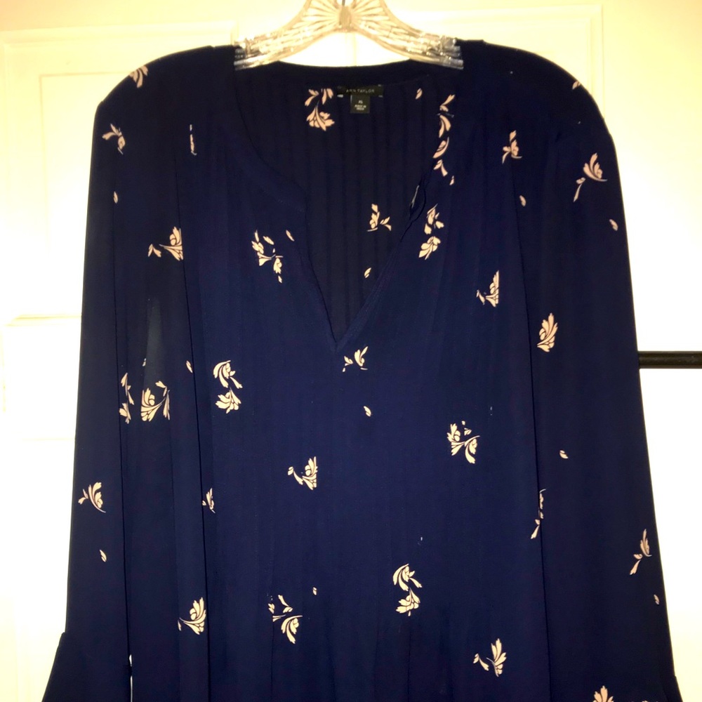 Ann Taylor blue and taupe shirt